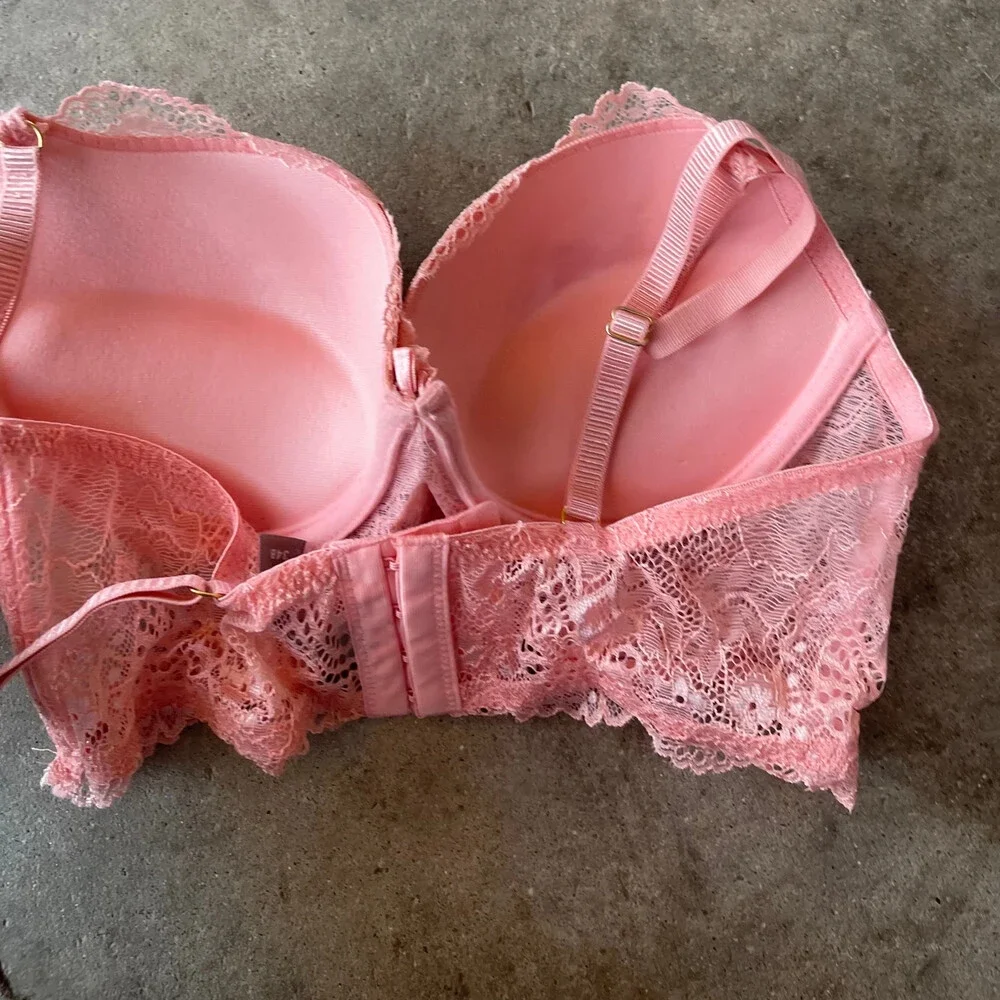 daisy fuentes pink lace padded demi Women’s bra 34b